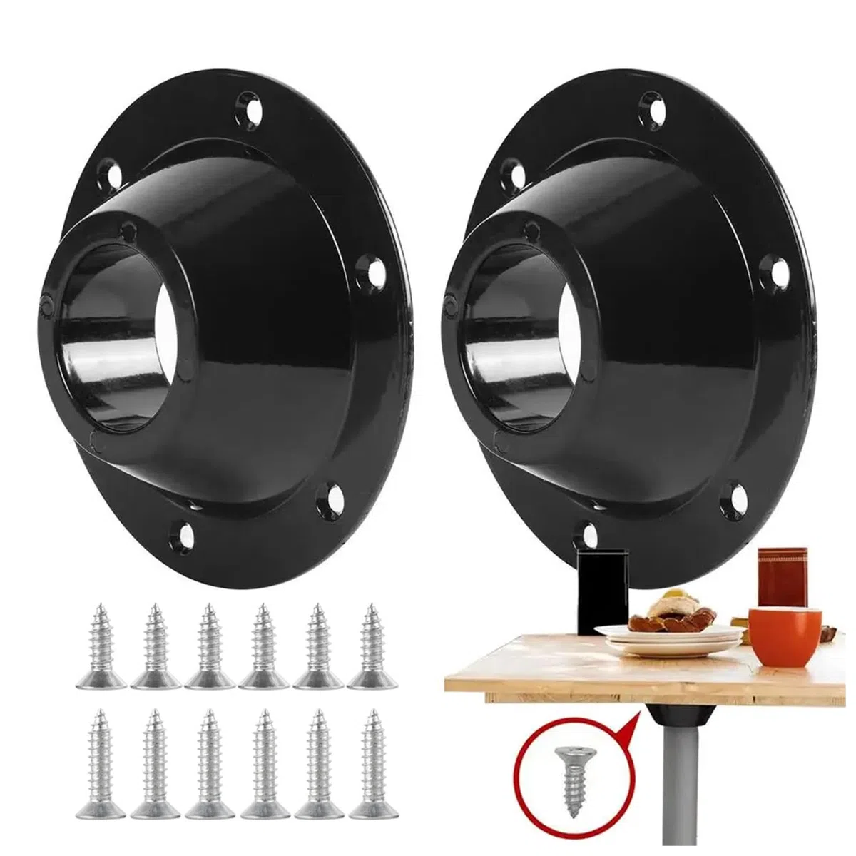 Base de mesa con brida para patas de mesa, mesa de comedor y base de montaje en suelo para remolque, incluye tornillos