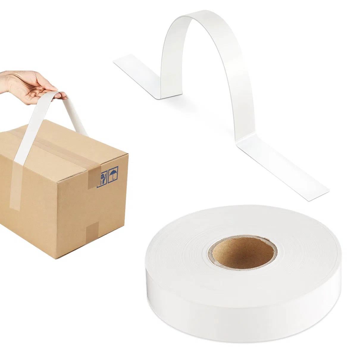 50 unidades de asas autoadhesivas, asas de caja adhesivas, resistentes para manipular cajas y sacos, mango con correa de hebilla, capacidad de carga de 30 libras, 60 cm (50) (50 unidades)
