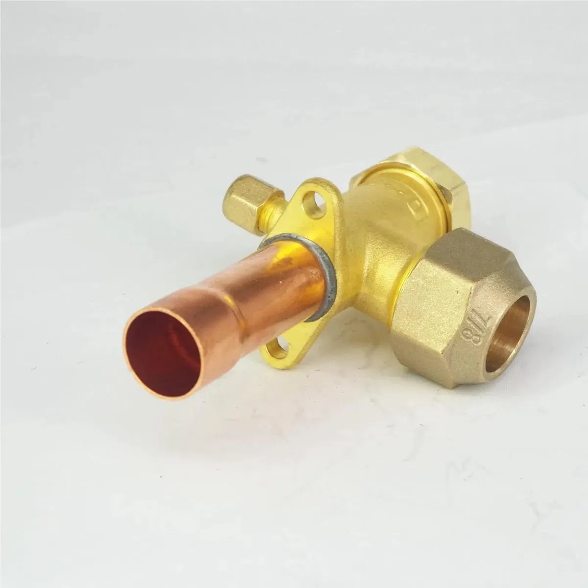 Válvula de bola Válvula De Cierre Angular 3 Vías For Aire Acondicionado, Compatible Con Tubos Cobre 3/8", 1/2", 5/8", 3/4" Y 1/4" Diámetro Exterior Tubería de presión(3/8")