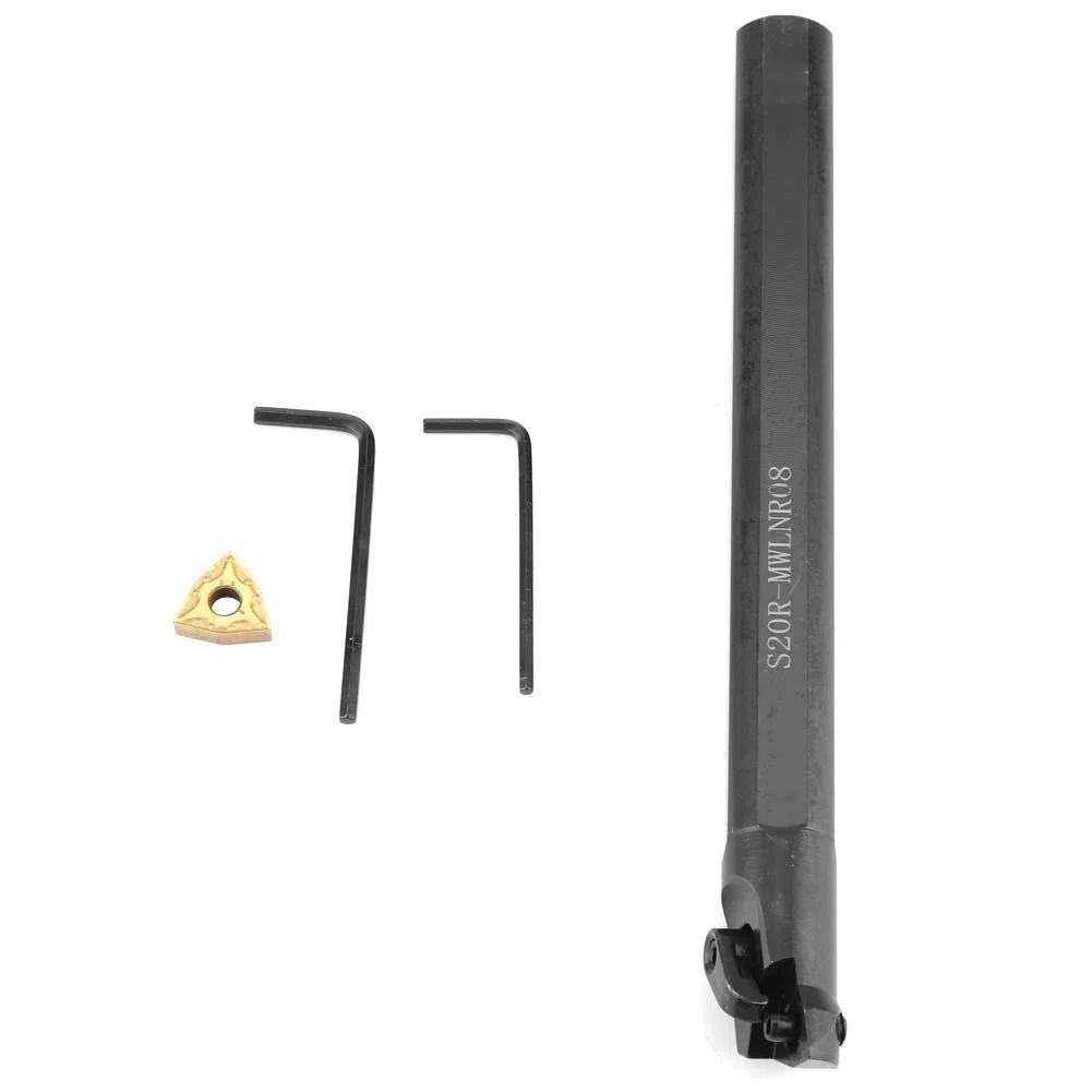 Portaherramientas de torneado de torno 20x200 mm, S20R-MWLNR08 Inserciones de portaherramientas de broca CNC de cambio rápido, barra de mandrinado de torneado de ranurado interno para trabajo pesado