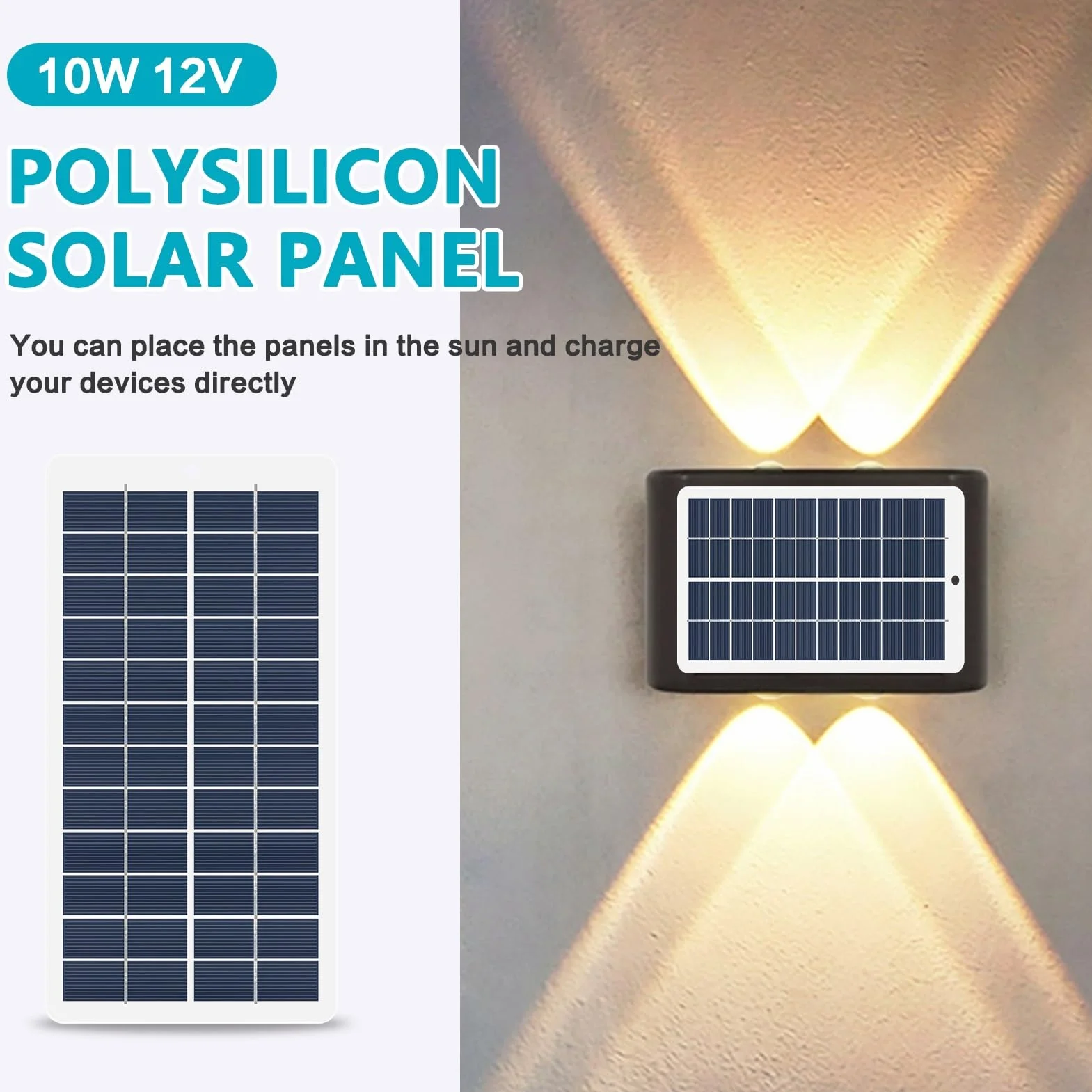 DEWIN Mini Panel Solar, 12V 10W Panel Solar Policristalino Módulo Cargador De Batería De Células Solares Placa Solar 12V for balcón de jardín al Aire Libre, luz Solar for Pasarela (Conector DC5.5)