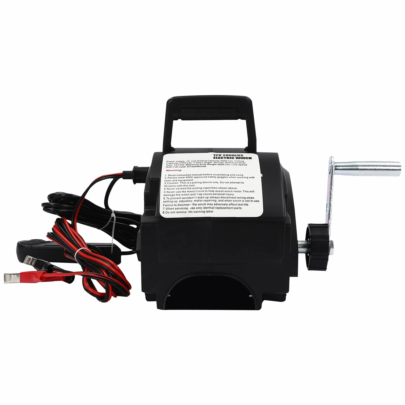 Cabrestante eléctrico de 12 V – Cabrestante de motor de cable de alto rendimiento con 300 W y 2721 kg de fuerza de tracción, caja de engranajes de acero para coches, remolques, remolques para barcos