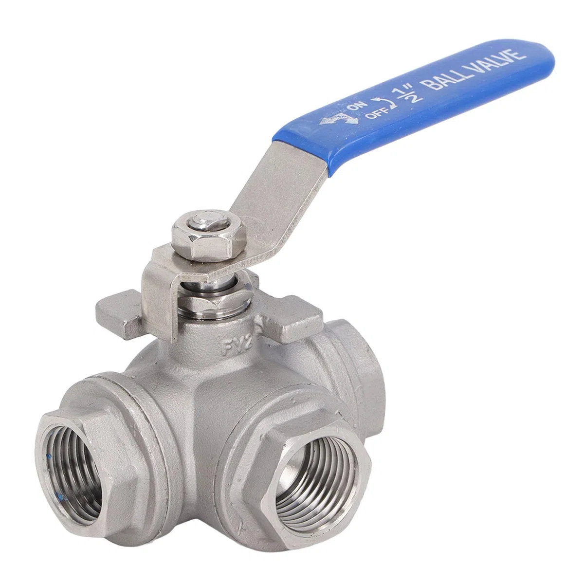 Válvula de Bola de Acero Inoxidable, Válvula de Bola de 3 Vías 1/2 Pulgada DN15 304 Hilo Femenino de Acero Inoxidable L Tipo de Tipo Manual para Gas de Aceite de Agua