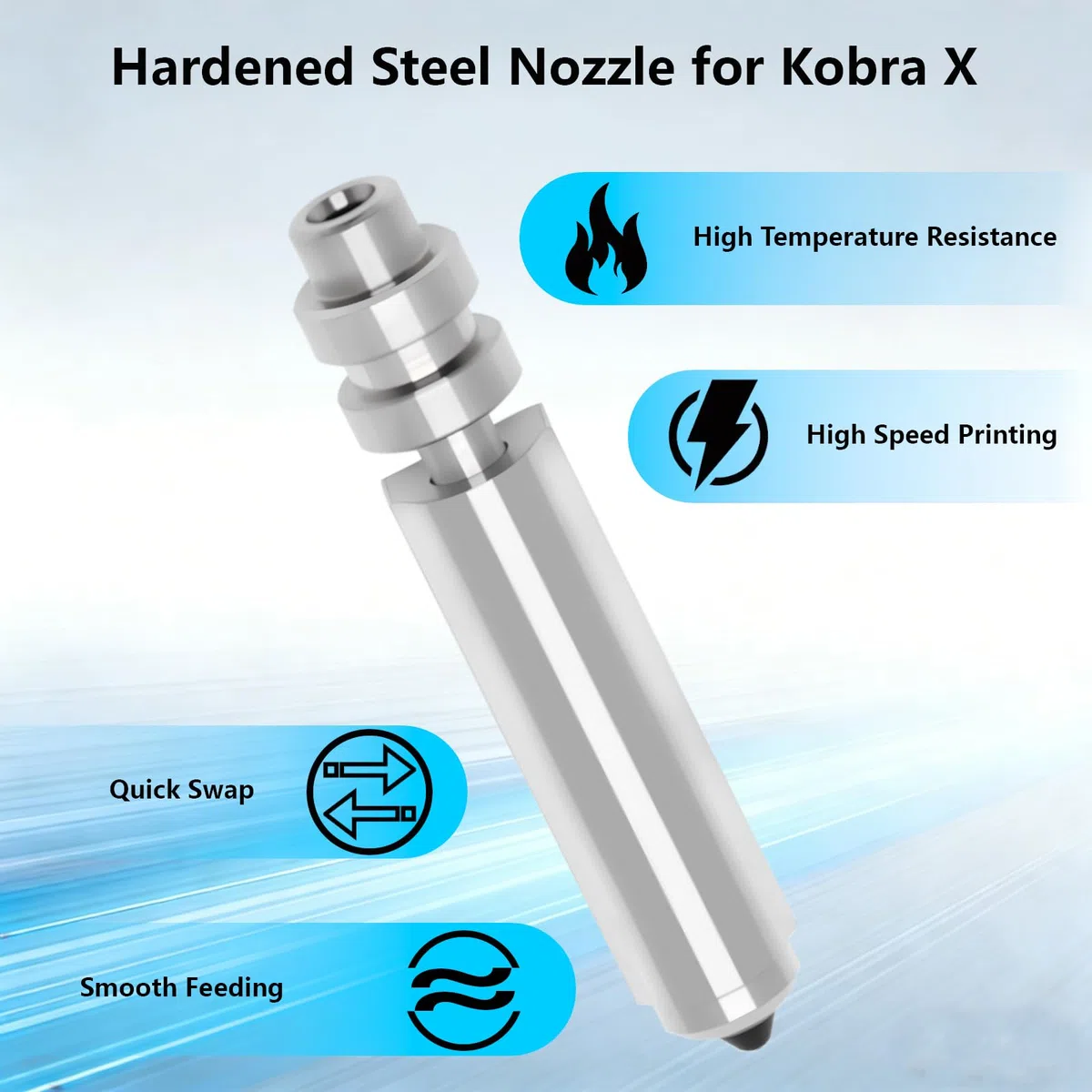 2 piezas de kit de boquillas de acero endurecido de 0,4 mm para Kobra X, kit de boquillas de alta temperatura de 300℃ de cambio rápido para hotend de impresora 3D para Anycubic Kobra X