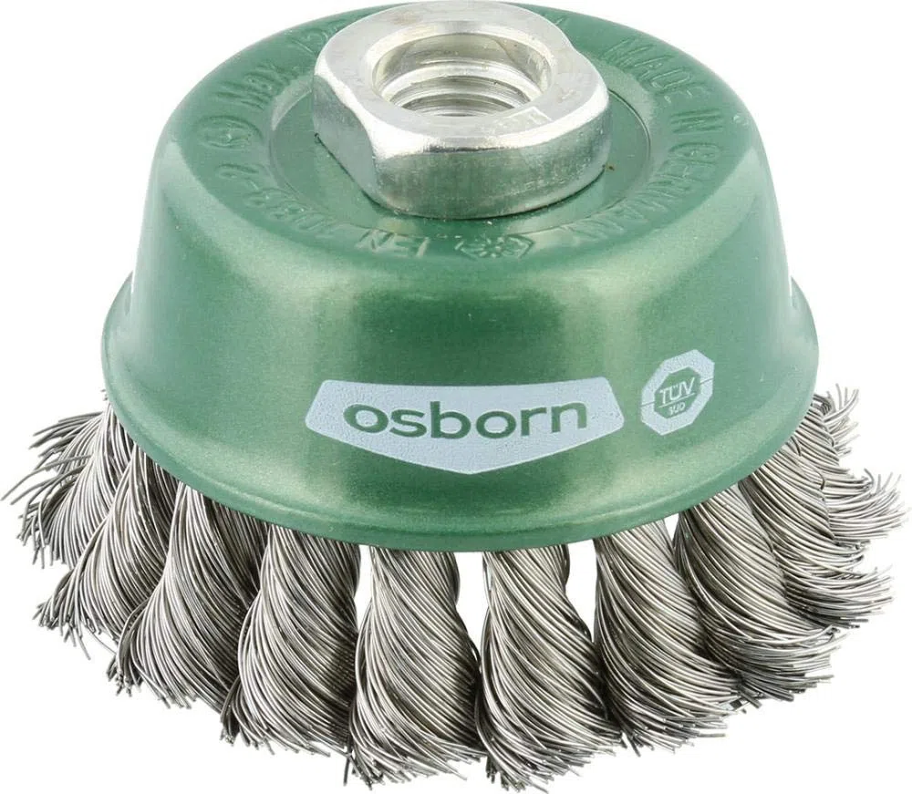 Osborn 0002608331 Cepillos Taza de Alambre Trenzado, Tuerca M14, Inox, 0.35 mm Diámetro Alambre, Diámetro 65 mm