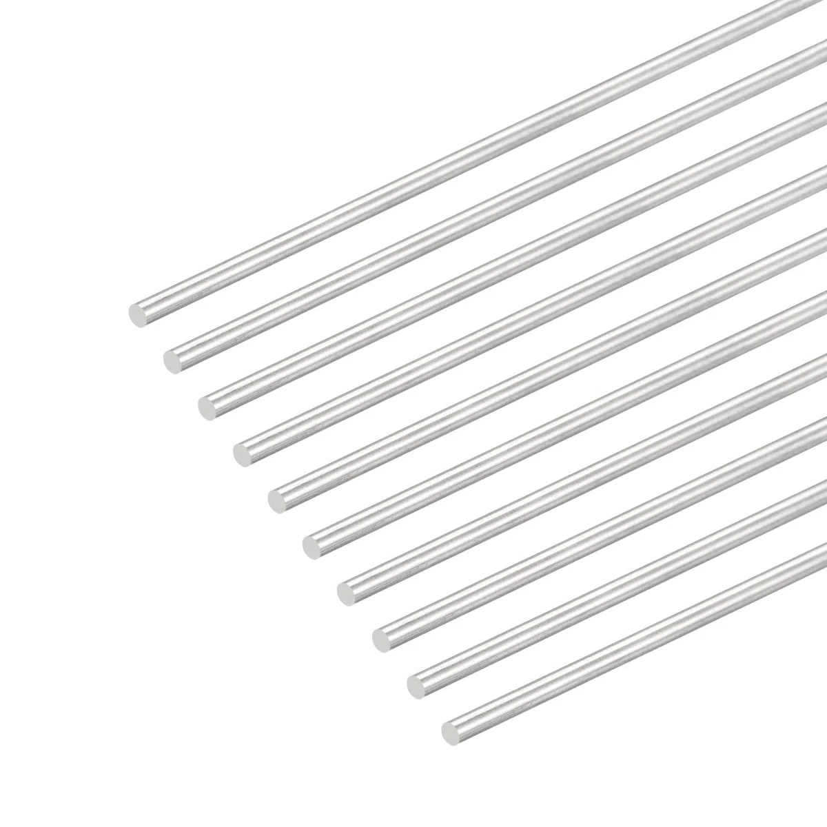 sourcing map 304 Inoxidable Acero Redondas Varillas, 3mm x 450mm Sólido Eje Varillas para Bricolaje Artesanía Maqueta Coche Helicóptero Avión, Paquete de 10