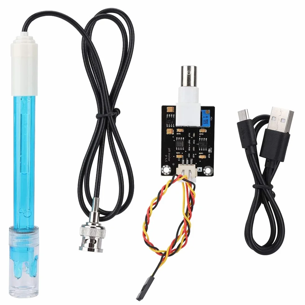 VBESTLIFE Módulo de Sensor de pH de 5 V + Sensor de código de Prueba de electrodo Compuesto de sonda de pH con Conector BNC