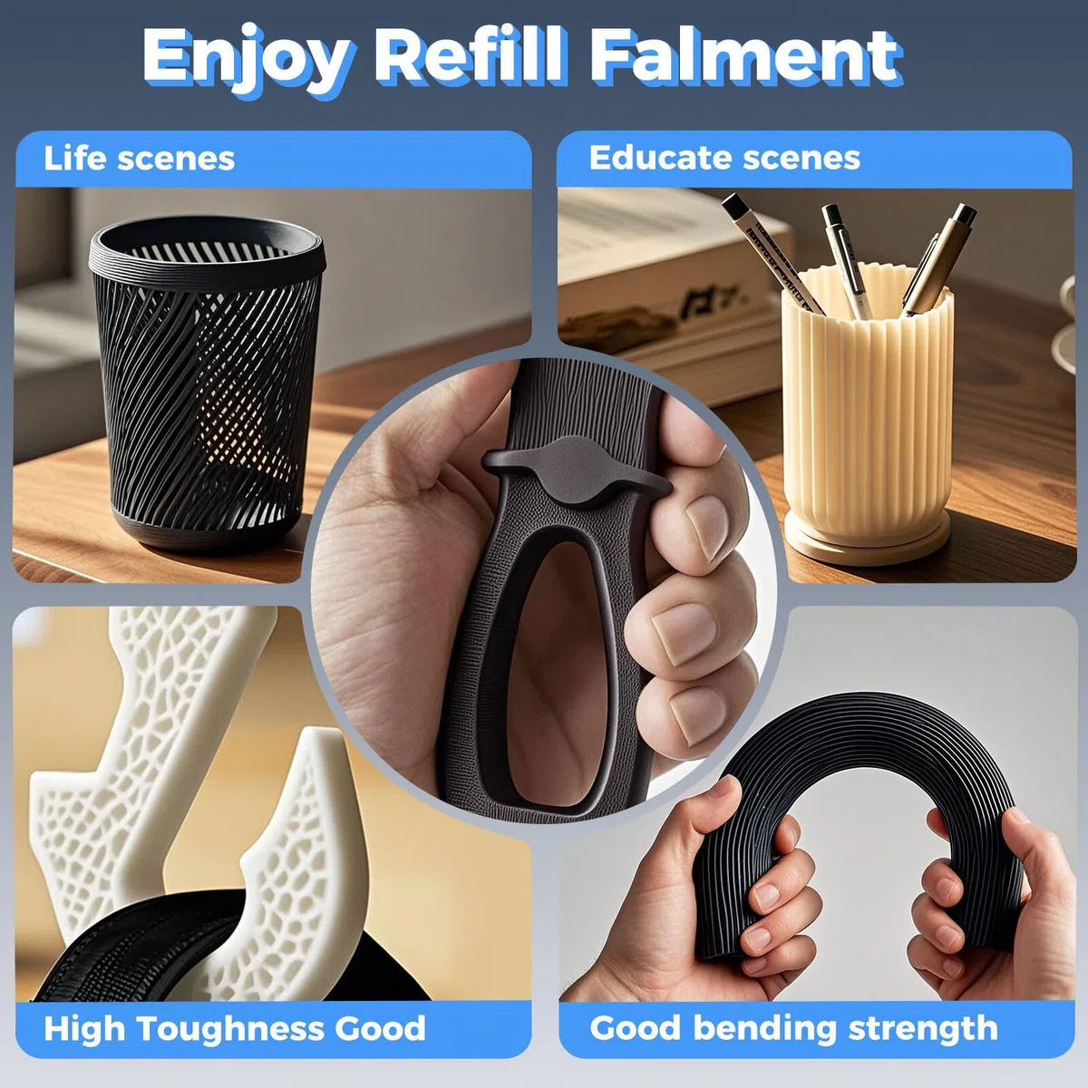 Creality PETG Filamento,Refill Filamento impresora 3D,1kg 1,75 mm (2,2 lb),for Bobina Reutilizable Bambu Lab,Precisión Dimensional ±0,03 mm PETG Blanco negro