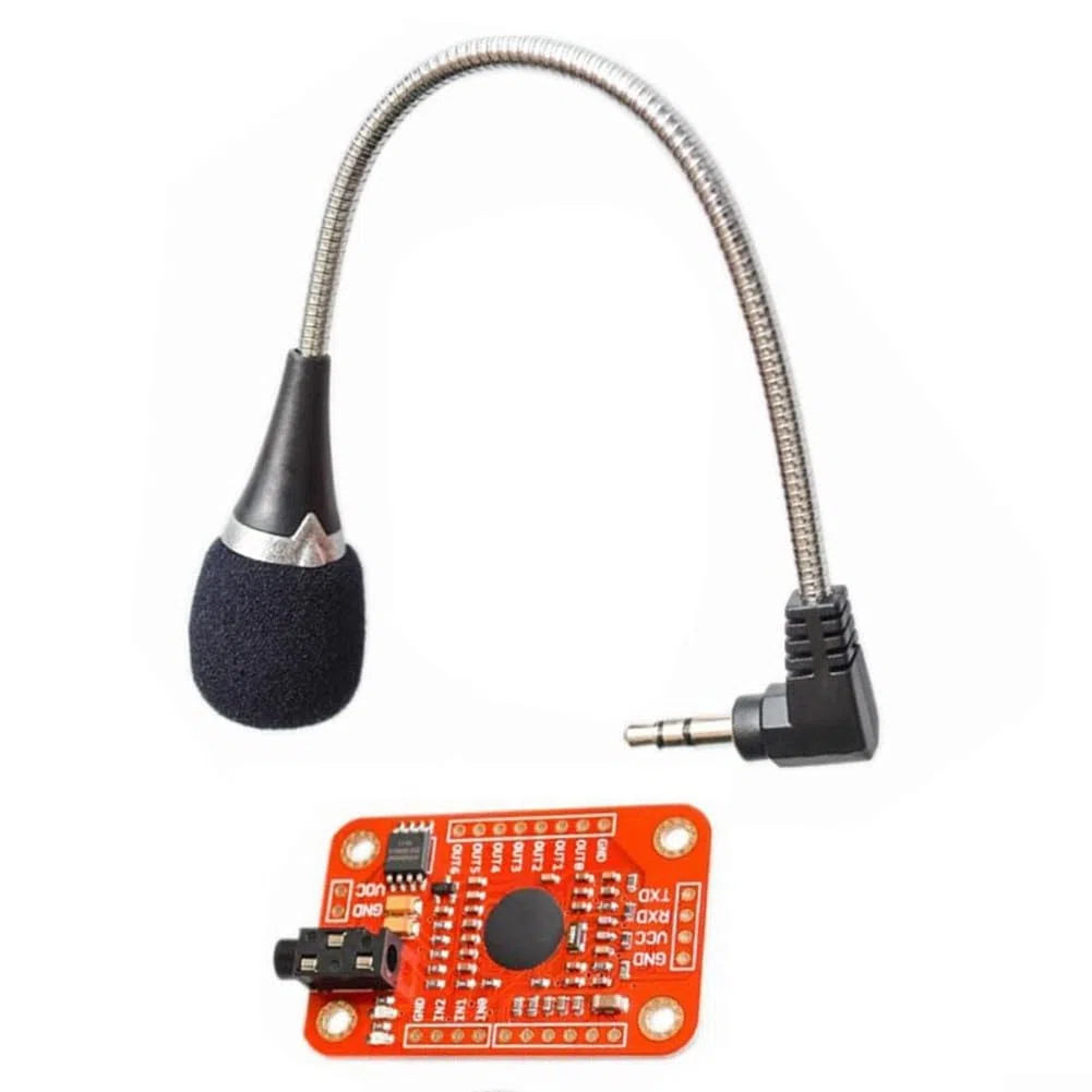 Módulo de reconocimiento de voz V3 para, permite 7 comandos de voz simultáneos y 80 entradas personalizadas, con control UART GPIO y conector de micrófono de 3,5 mm