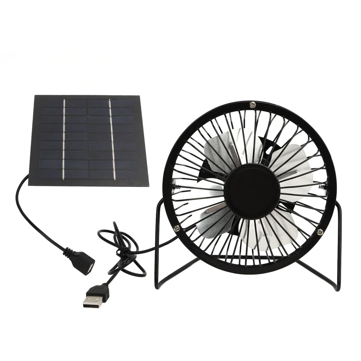 Ventilador Solar para Exteriores, 5 W, con Energía Solar, USB, Extractor de Aire, Ventilador Exterior, Panel Solar Ajustable de 360 ​​grados, Ventilador para Invernadero,