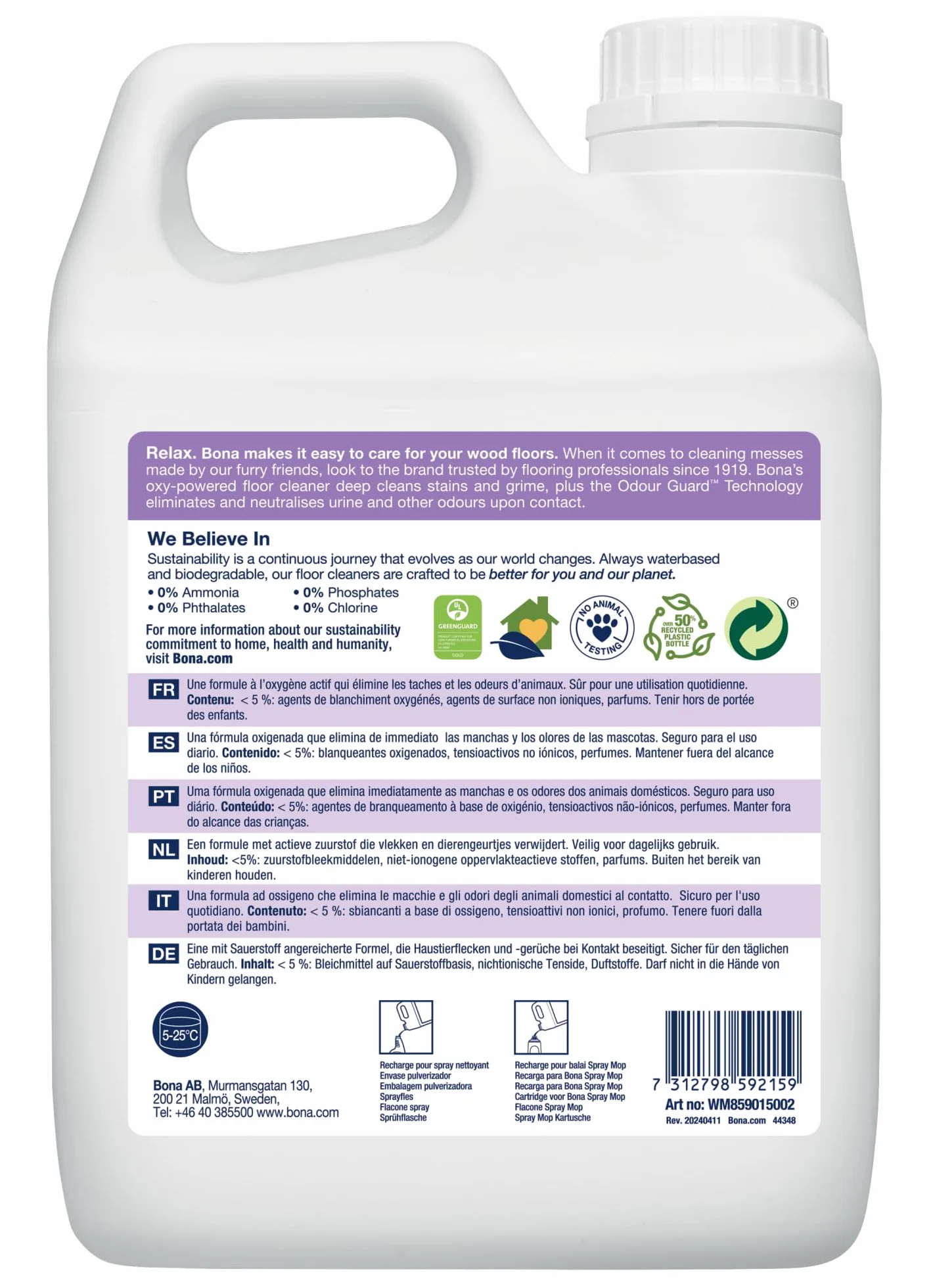 Bona Recambio Limpiador para Limpieza Profunda de los suelos de madera 2.5 Litro