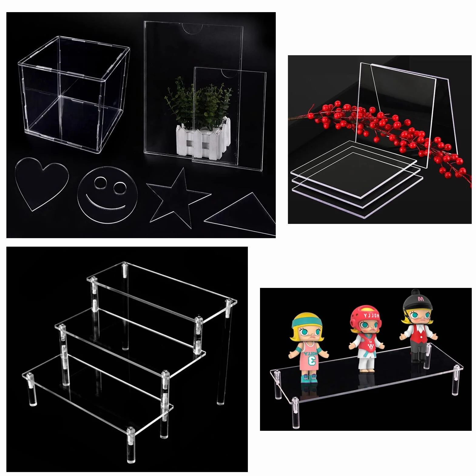Paquete de 2 hojas acrílicas transparentes de 58 cm x 43 cm, lámina acrílica de plexiglás transparente de 3 mm de grosor, paneles de plexiglás transparente para decoración, exhibición, marco de fotos