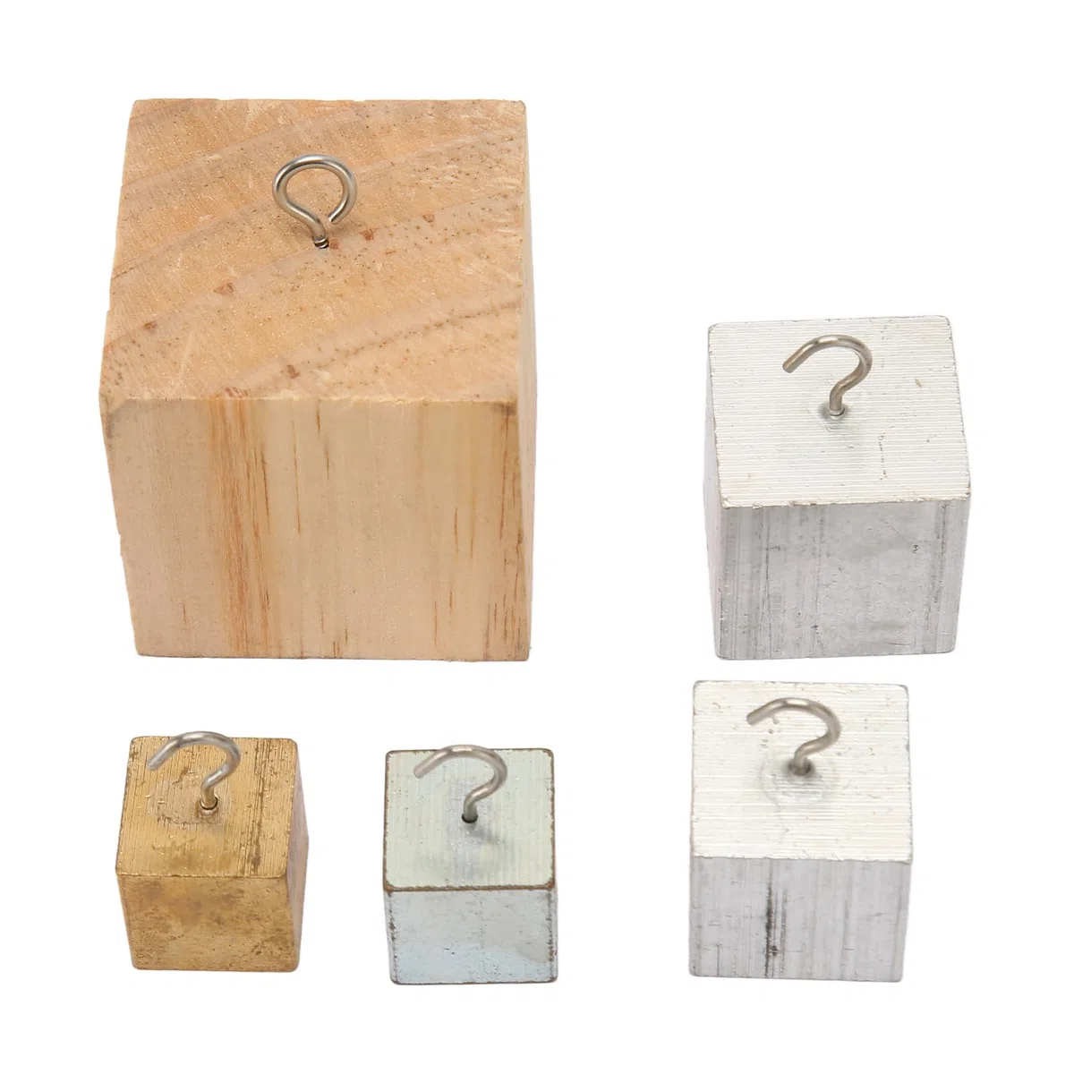 Qcwwy Juego de Bloques Educativos de 5 Cubos de Densidad para Experimentos Físicos y Educación Científica con Cobre, Hierro, Aluminio en Caja de Plástico