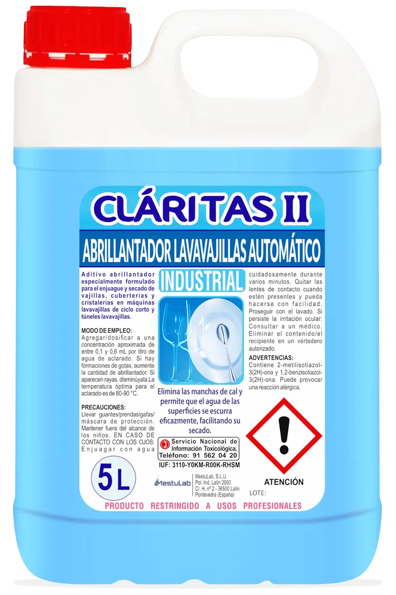 Abrillantador Lavavajillas Automático Industrial - Hostelería - Todo Tipo de Aguas - 3x5 L