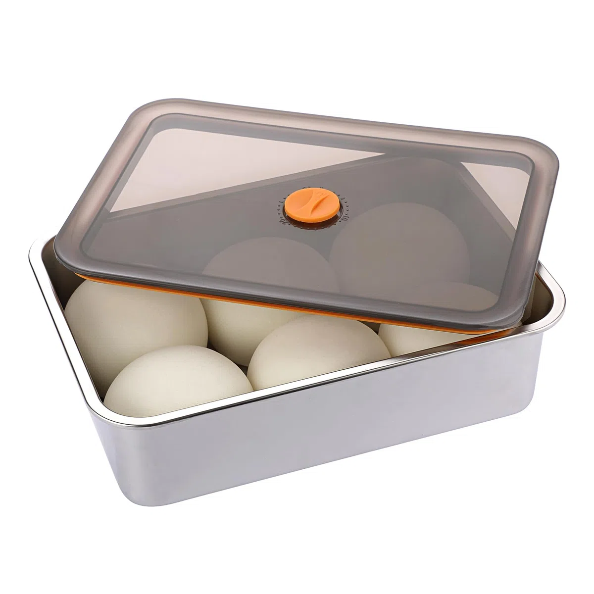 SUMTree Caja de acero inoxidable para pizza, caja de fermentación con tapa, caja ligera para masa, fruta, ensalada, pasteles, carne (30 x 21 x 8,5 cm)