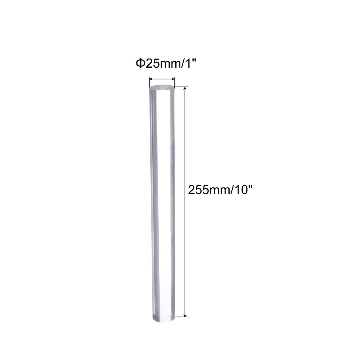 QUARKZMAN Acrílico Redonda Varilla 25mm Diámetro 10" Longitud Transparente Sólido Plástico PMMA Barra Palo Acrílico Pasador Varillas para Bricolaje Manualidades Iluminación 3uds
