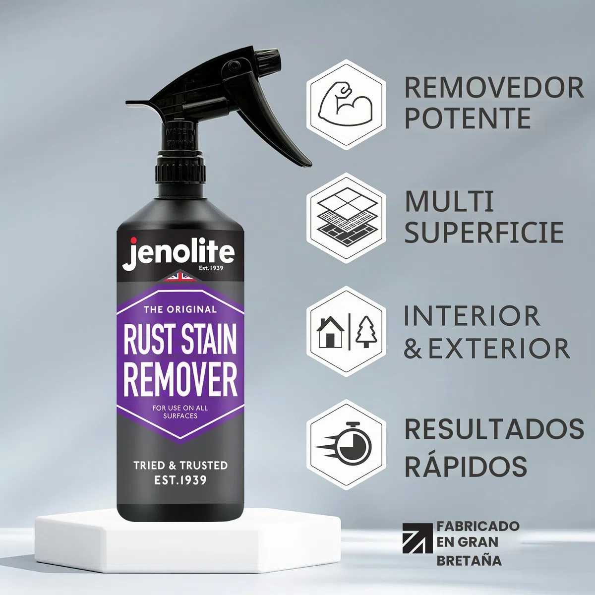 JENOLITE Removedor de manchas de óxido, simplemente rociar y limpiar con un paño, 500 ml