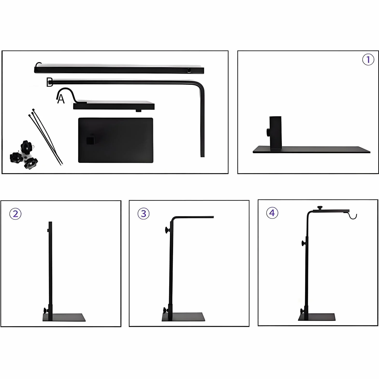 Soporte De Lámpara Reptil, Soporte De Lámpara De Calor Ajustable, Altura Ajustable 50-94 cm Ancho 25-45cm, Soporte De Lámpara De Luz De Aterrizaje, para Reptiles, Tortugas, Ciempiés, Araña
