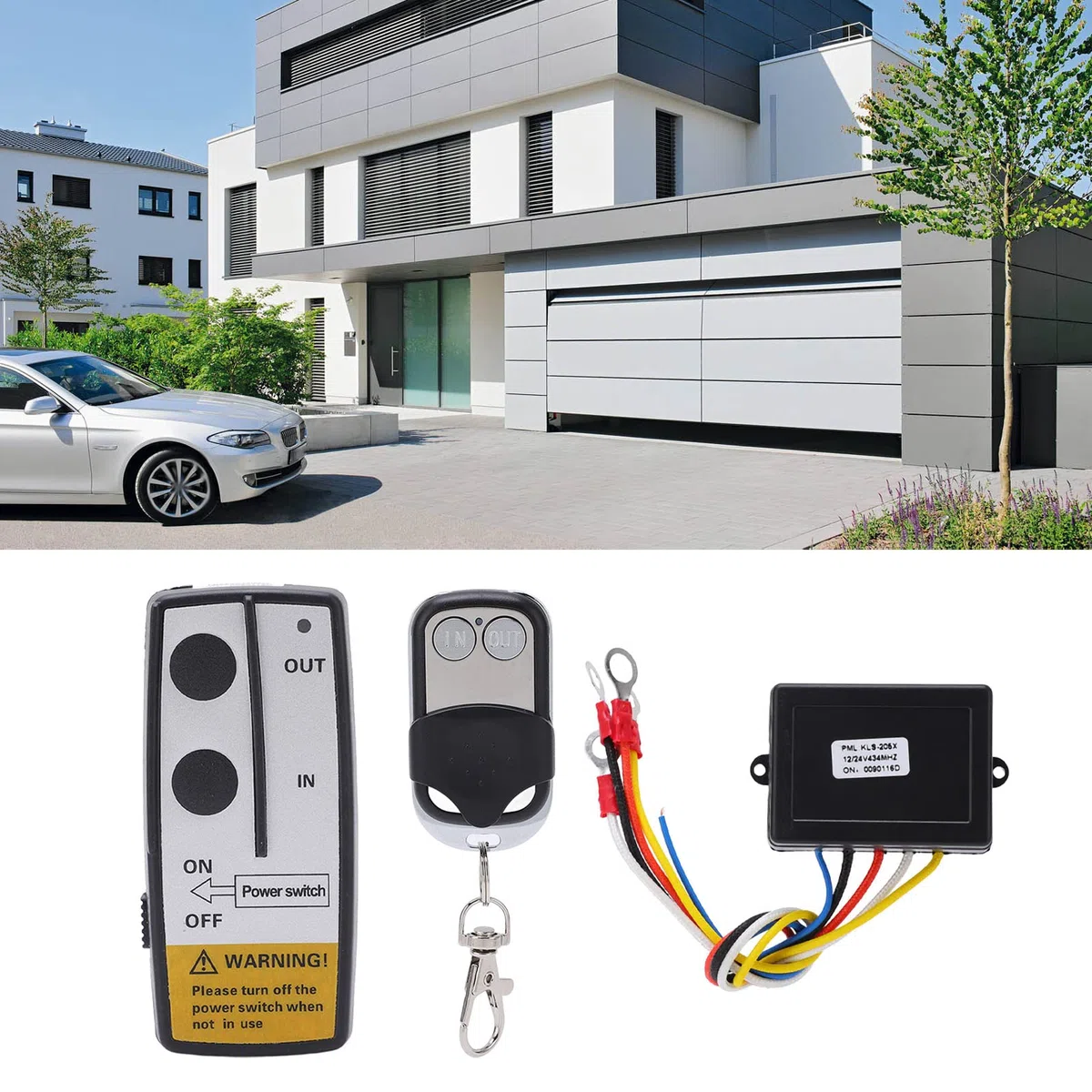 Joyzan Control Cabrestante Inalámbrico, Automático Remoto Inalámbrico DC12V 24V Kit Receptor Llave Puerta Garaje Interruptor Barco Au Mando Inalambrico Distancia Coche Controlador Sistema Eléctrico