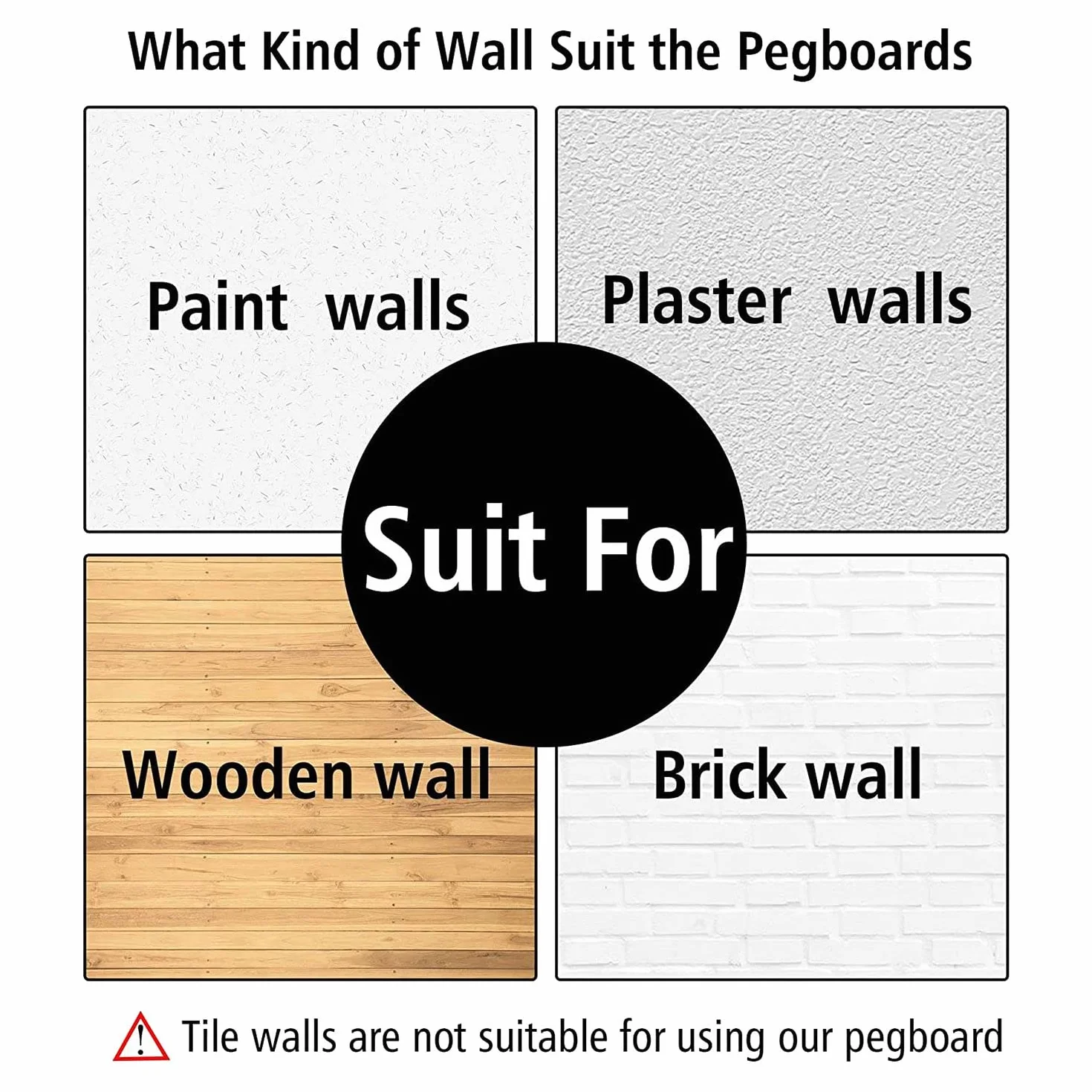 Organizador Panel Perforado de 4 Piezas, Colgante de Pared Para Sala de Artesanías, Garaje, Cocina, Salón