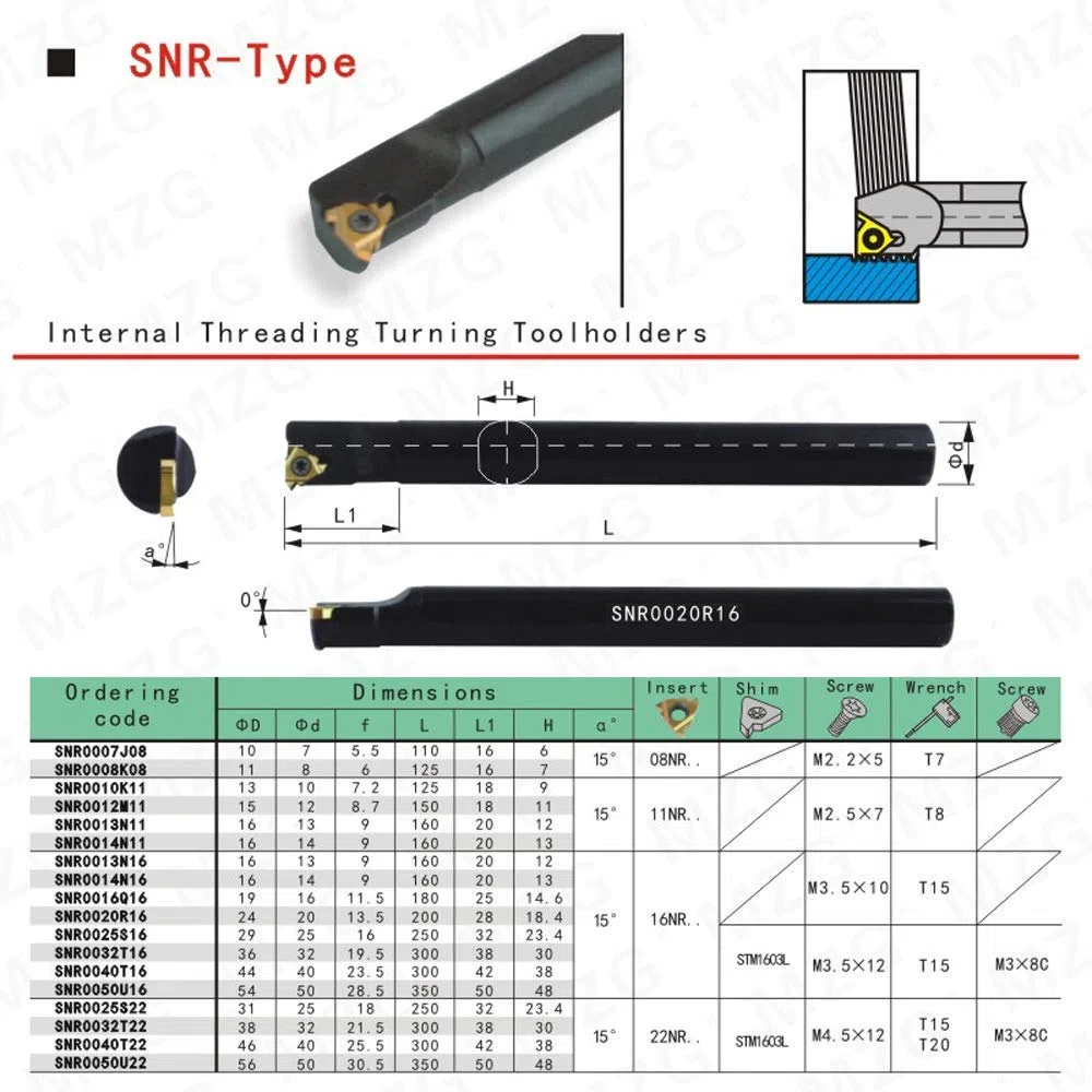 CNC SNR0025S22 Torno Roscado Toolhoder Rosca Herramientas de torneado internas