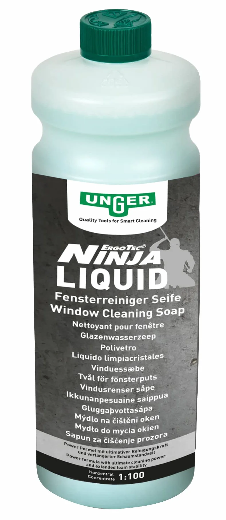 Unger Professional Power Liquid FR10S - Concentrado de Limpieza (1 L, Mezcla 1:100, Limpieza sin Rayas)