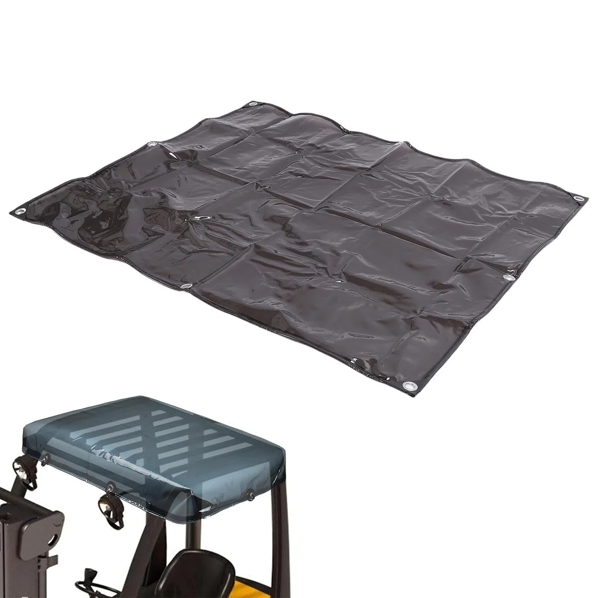 Cubierta Superior de la Carretilla Elevadora, 53x45in Universal Fork Truck Sunshade Top Top -Water Proof 50% Transparente PVC Tarklifts Cubierta del Techo