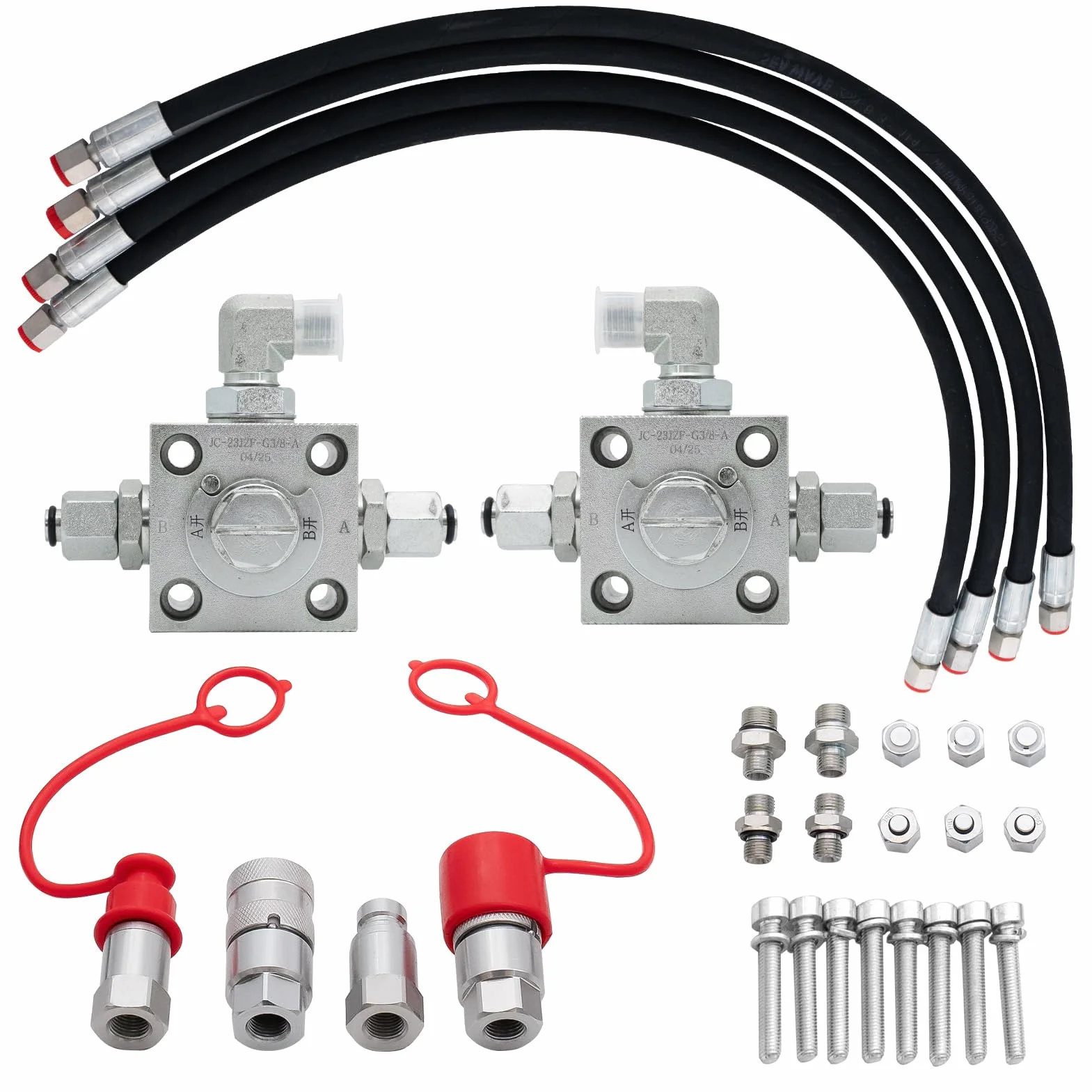 Kit Válvula Hidráulica 3 Vías para Miniexcavadora 1-2T | Conexión hidráulica completa,instalación rápida,flujo estable,múltiples accesorios compatibles