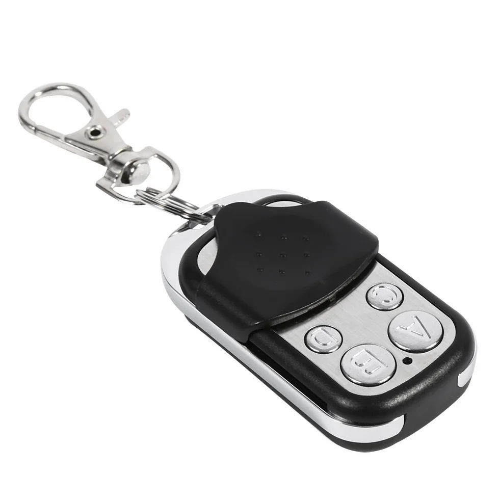 Control Remoto Universal 433 MHz 4 Canales para Puertas Garaje Portones Persianas Alcance 50m Inalámbrico Sistemas Seguridad Hogar Negro Plateado