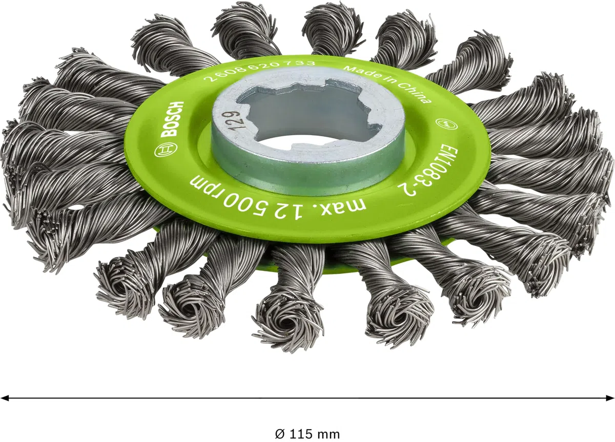 Bosch Professional Heavy - Rueda de alambre trezado (para inoxidable, X-LOCK, inoxidable, Ø 115 mm, grosor del alambre 0,5 mm), Negro