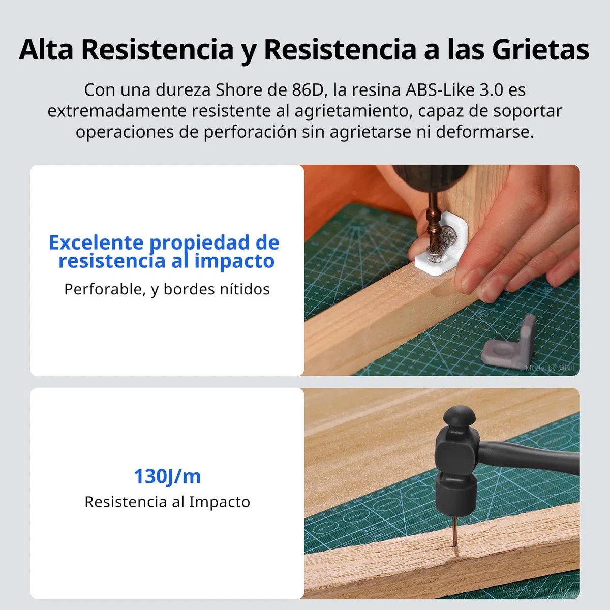 ANYCUBIC ABS-Like Resin 3.0, Resina para Impresora 3D con Excelente Dureza y Tenacidad, Alta Precisión, Bajo Olor 405 nm Resina Curable para Impresoras 3D de Resina, Gris, 1000g