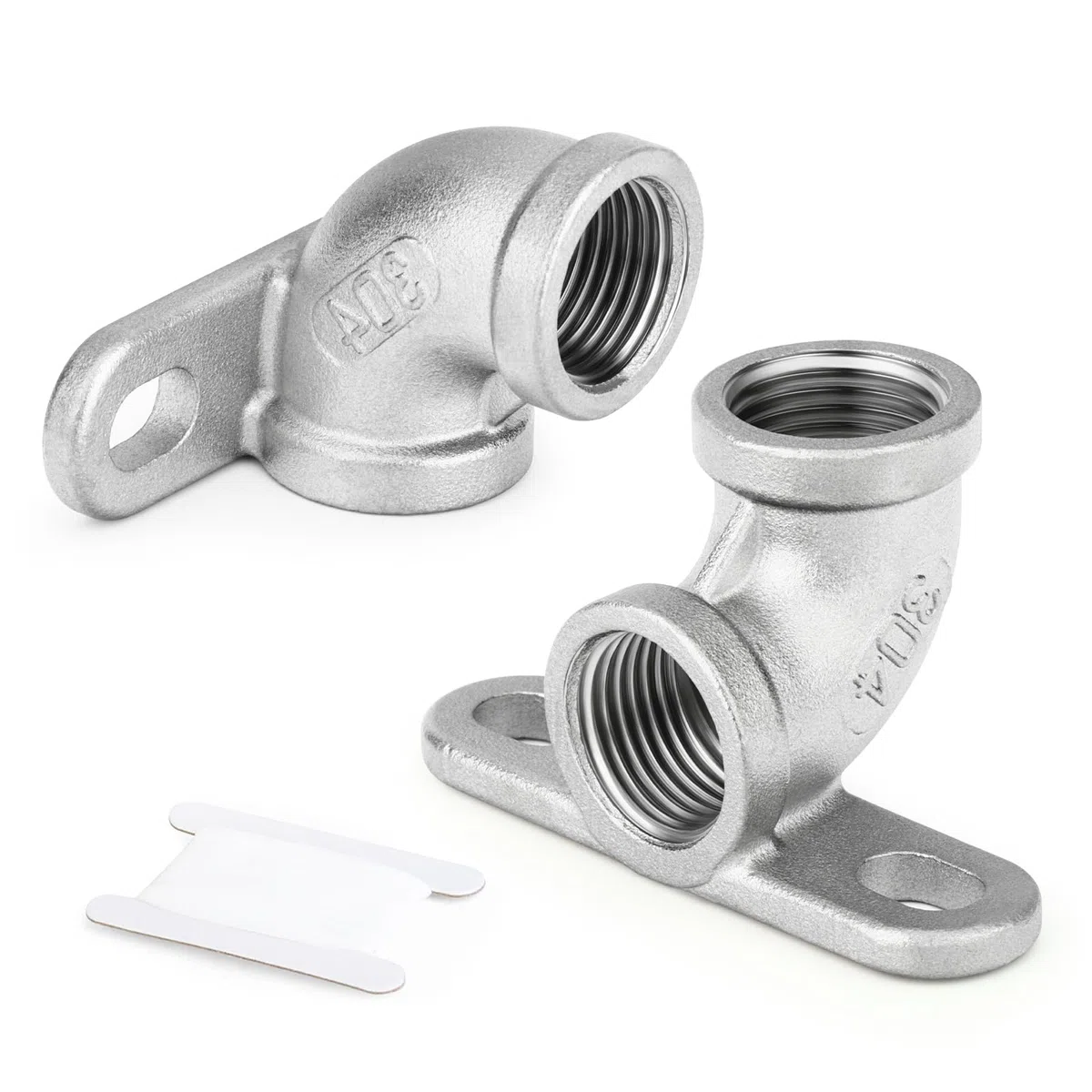2 Piezas 1/2" BSP Codo Hembra con placa base, acero inoxidable 304 accesorios de fundición para conexiones de tuberías