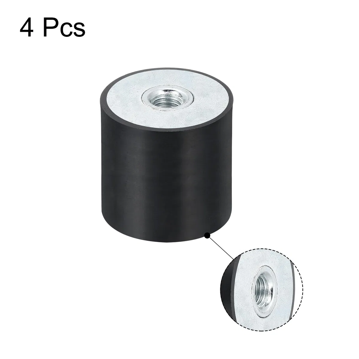 QUARKZMAN 4 casquillos roscados M10 de 40 x 40 mm, de goma, aislantes de vibraciones, sustituye a las almohadillas antivibraciones, bloque base silencioso, plano
