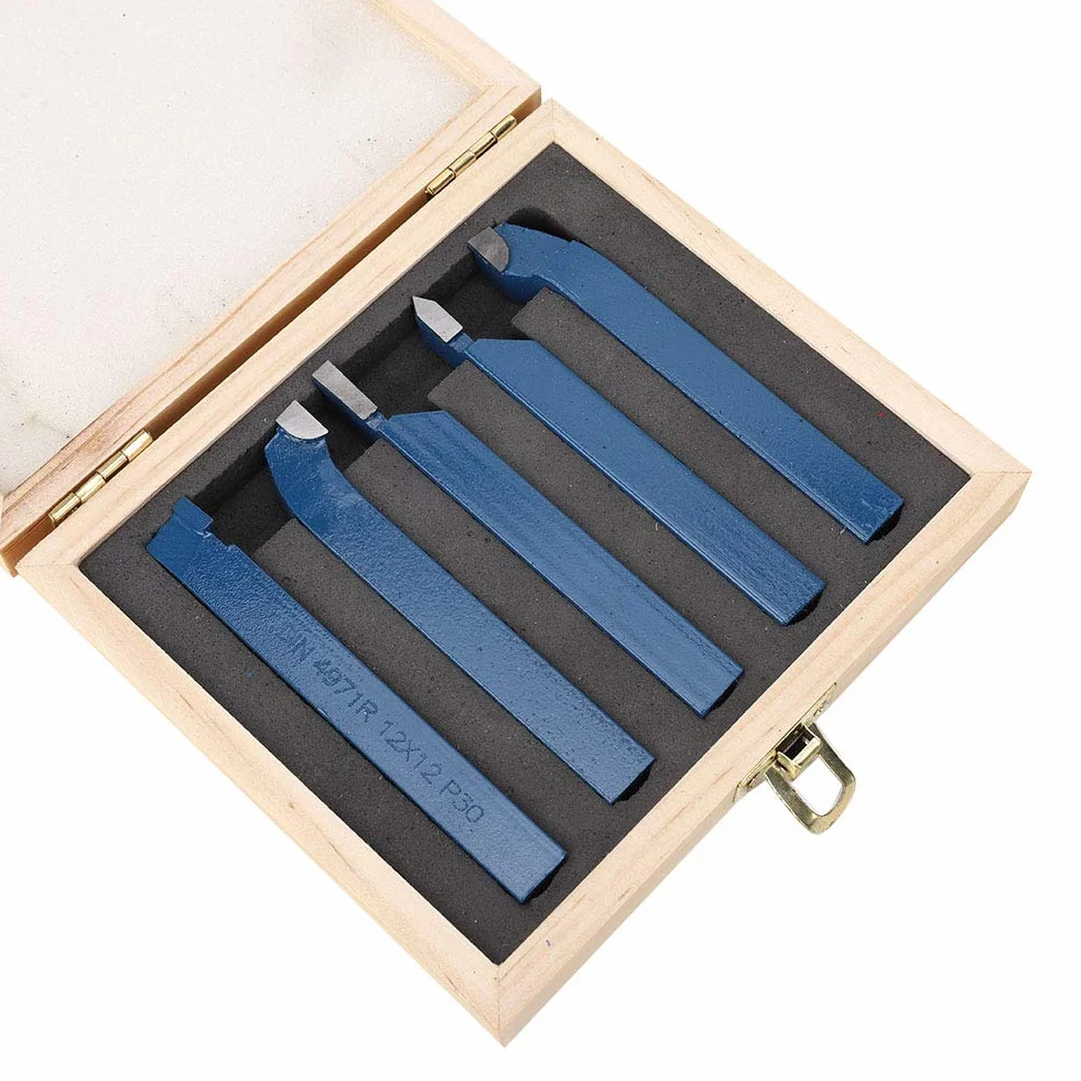 Juego herramientas torno 5piezas, cabezal soldadura carburo herramienta torneado máquina ensamblaje piezas corte insertos torneado para procesamiento tornos industri(16x16mm)