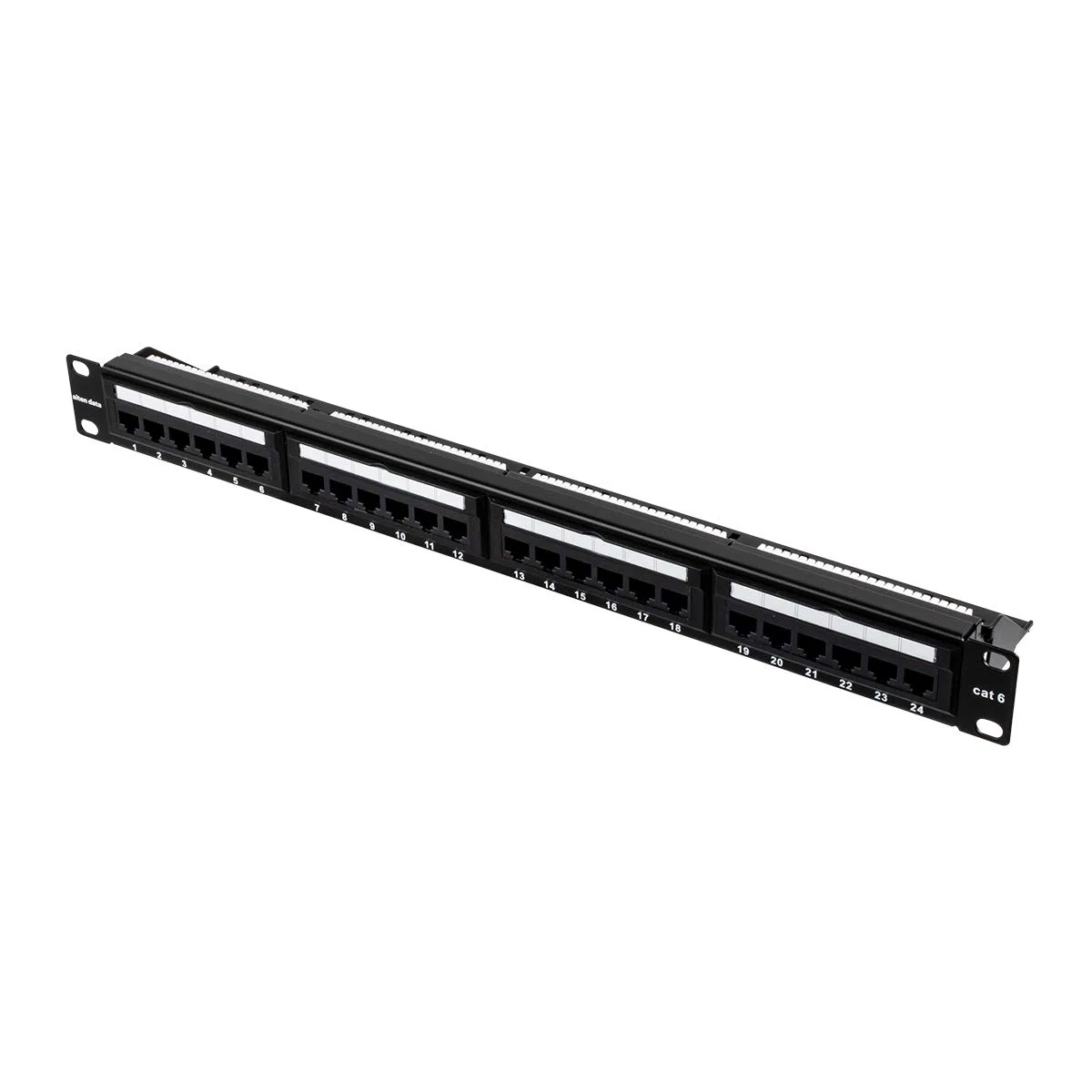 Aiten Data Patch Panel/Panel de Parcheo con 24 Puertos 1U Cat 6 UTP para Armarios Rack con Numeración de Tomas, Bridas y Tornillos de Instalación