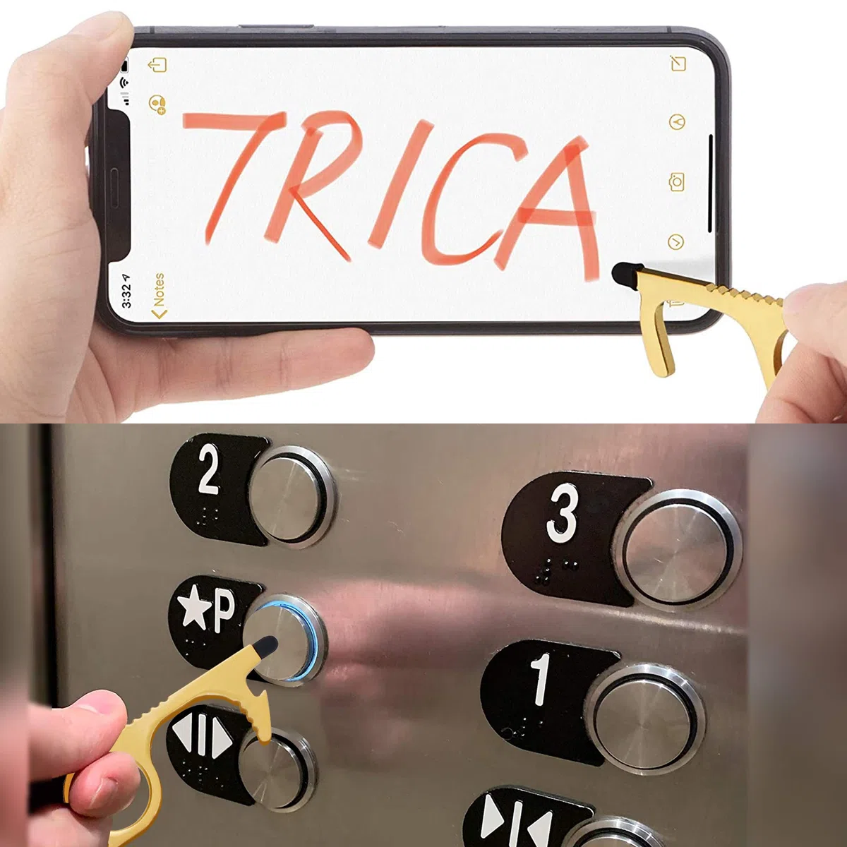 Abre puertas sin contacto, Clean-Key EDC Sin Tocar, Protección de salud Llavero para Manija de Puerta Cajero Automático Pantalla Táctil Elevador(4 Piezas)