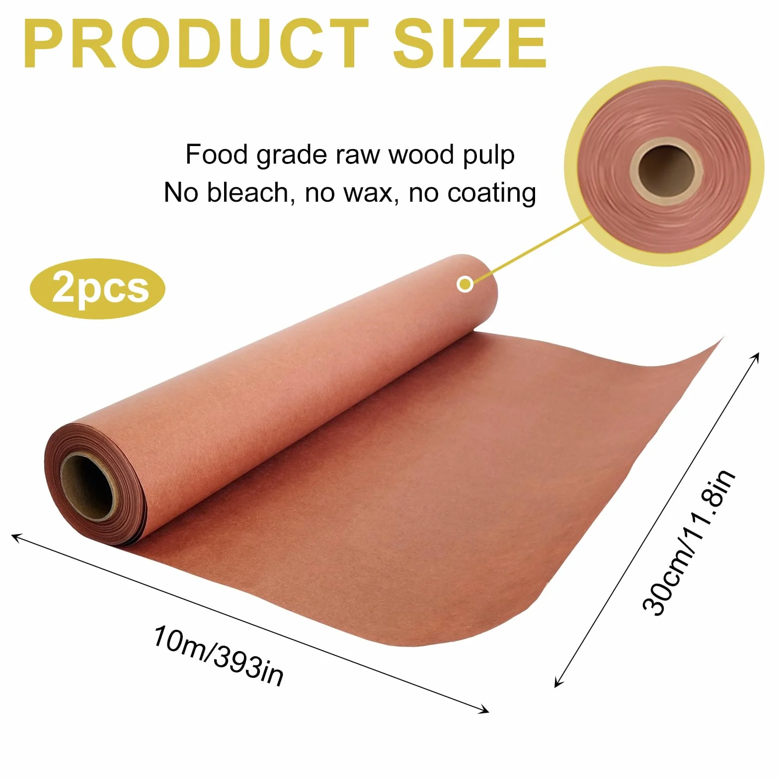 2 Rollos Papel de carnicero rosa,30cm x 10m Papel Kraft para Barbacoa Butcher Paper para BBQ, Ahumador, Carne de Pescado, Cocina Perfecta