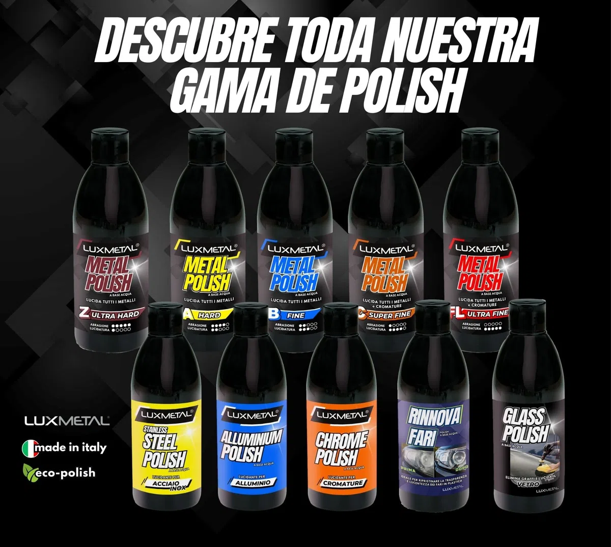 Lux Metal - Pulidor de Vidrios Pulidor de Vidrios 250 gr Pasta Abrasiva Pulido Reparación Superficies Elimina Arañazos Opacidades Ideal Autos Espejos Motos Carrocerías Barcos