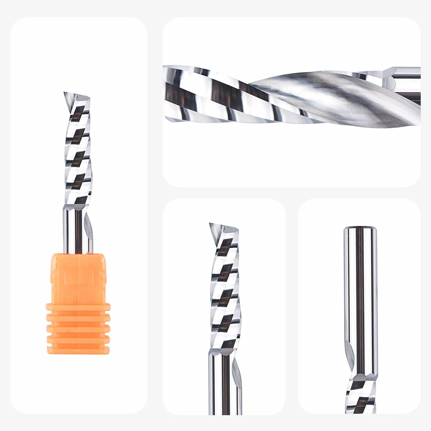 SpeTool Fresas para Madera 8mm para Aluminio Fresa Corte Aluminio Fresa de un Solo Filo Fresa CNC de Carburo de Tungsteno Sólido Longitud de Corte de 32mm Fresas para Acrilico PVC MDF Plástico