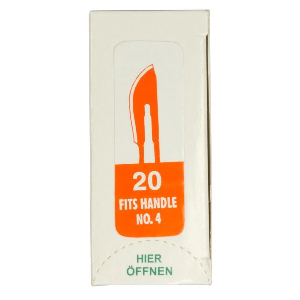 Set - 100 piezas hojas de bisturí No. 20 y mango de bisturí No. 4 - Hojas de repuesto para bisturí hechas de acero al carbono - Estéril