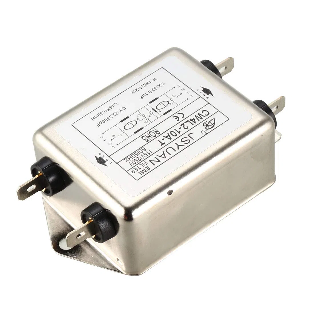 sourcing map AC 115/250V 10A CW4L2-10A-T Supresor de ruido Filtro EMI de potencia