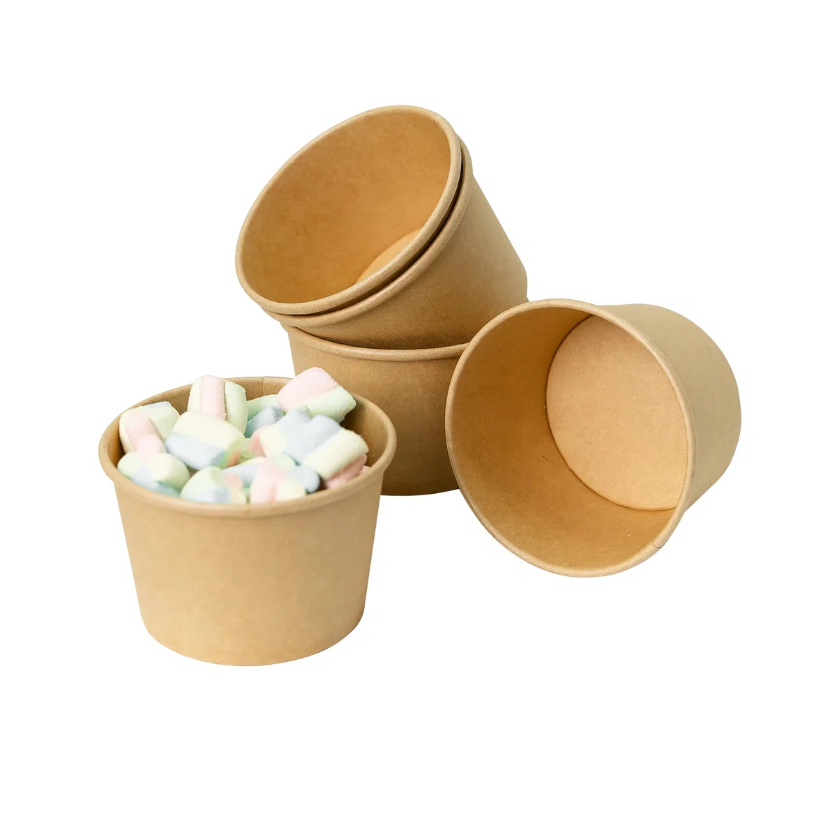 Tarrinas de Sopa de Papel Kraft 50 unidades 350 ml | Cuencos desechables de cartón kraft para sopa, comida para llevar, helado y alimentos, ideales para catering y comidas para llevar