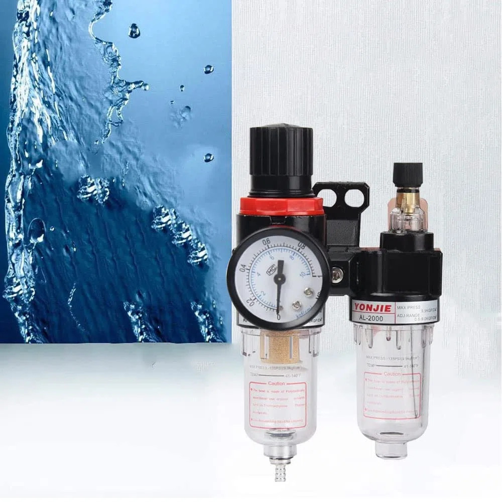 Aire Separador Agua, Aceite Agua Separador Filtro, Filtro Regulador Aire, Aceite Agua Regulador Presión, Puede Utilizar en Compresores Aire, Herramientas Neumáticas