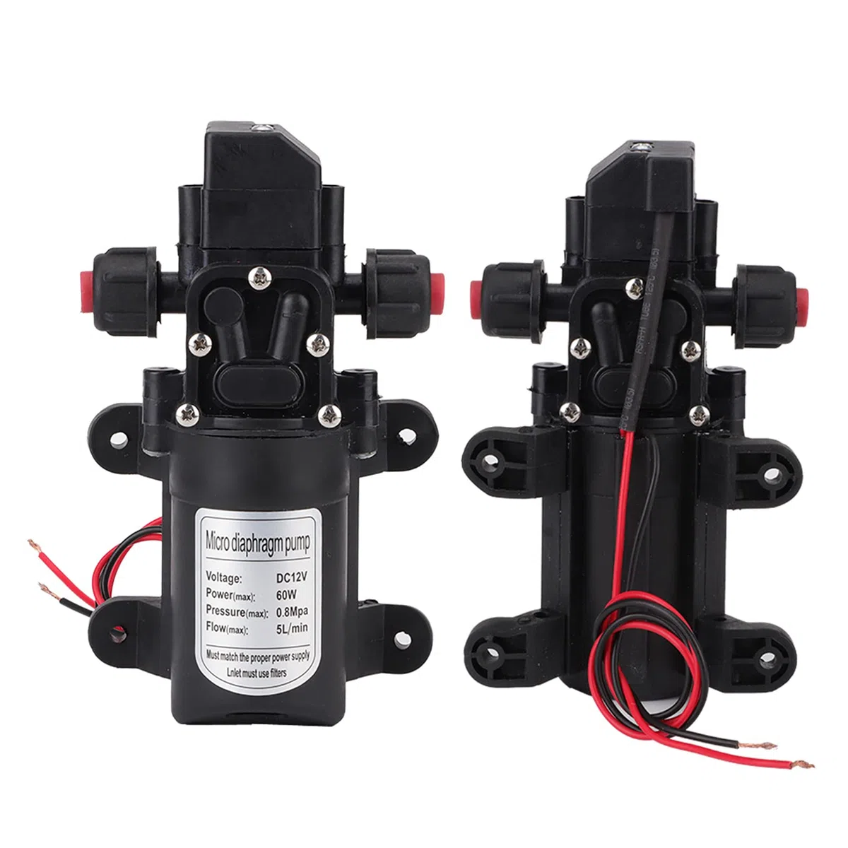 Jadeshay Bomba de Agua 12V,Bomba de Diafragma Bomba de Agua Autocebante de Alta Presión 5L/Min Bomba Autocebante DC para Jardín Caravana Camping RV Botes