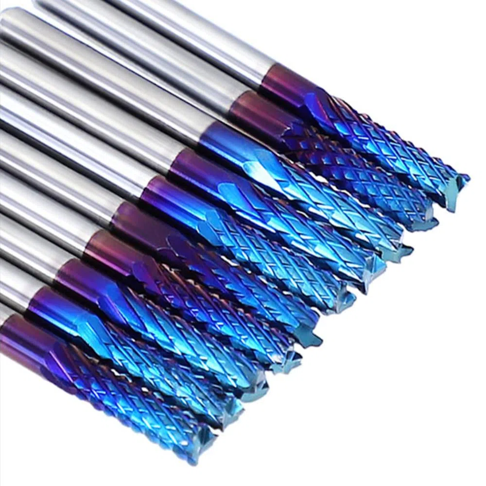 ASNOMY Fresas CNC Nano Blue Coat de 20 unidades, 0,8 – 3,175 mm Fresa Perforadoras con vástago de 1/8", juego de Fresa de Punt para plástico, aluminio, placas de circuito, madera