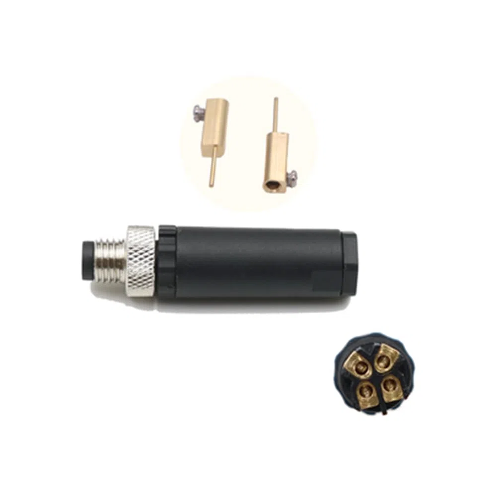 5 conectores M8 de 4 pines, conector redondo industrial IP67 A, código derecho, adaptador de montaje en campo, sin cerrar, 60 V, 4 A CA/CC