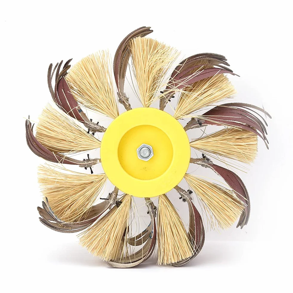 Garosa Cepillo de Cerdas Disco Cepillo Abrasivo Rueda de Pulido Cepillo de Taladro Eléctrico para La Eliminación de Óxido de Rebabas(180#)
