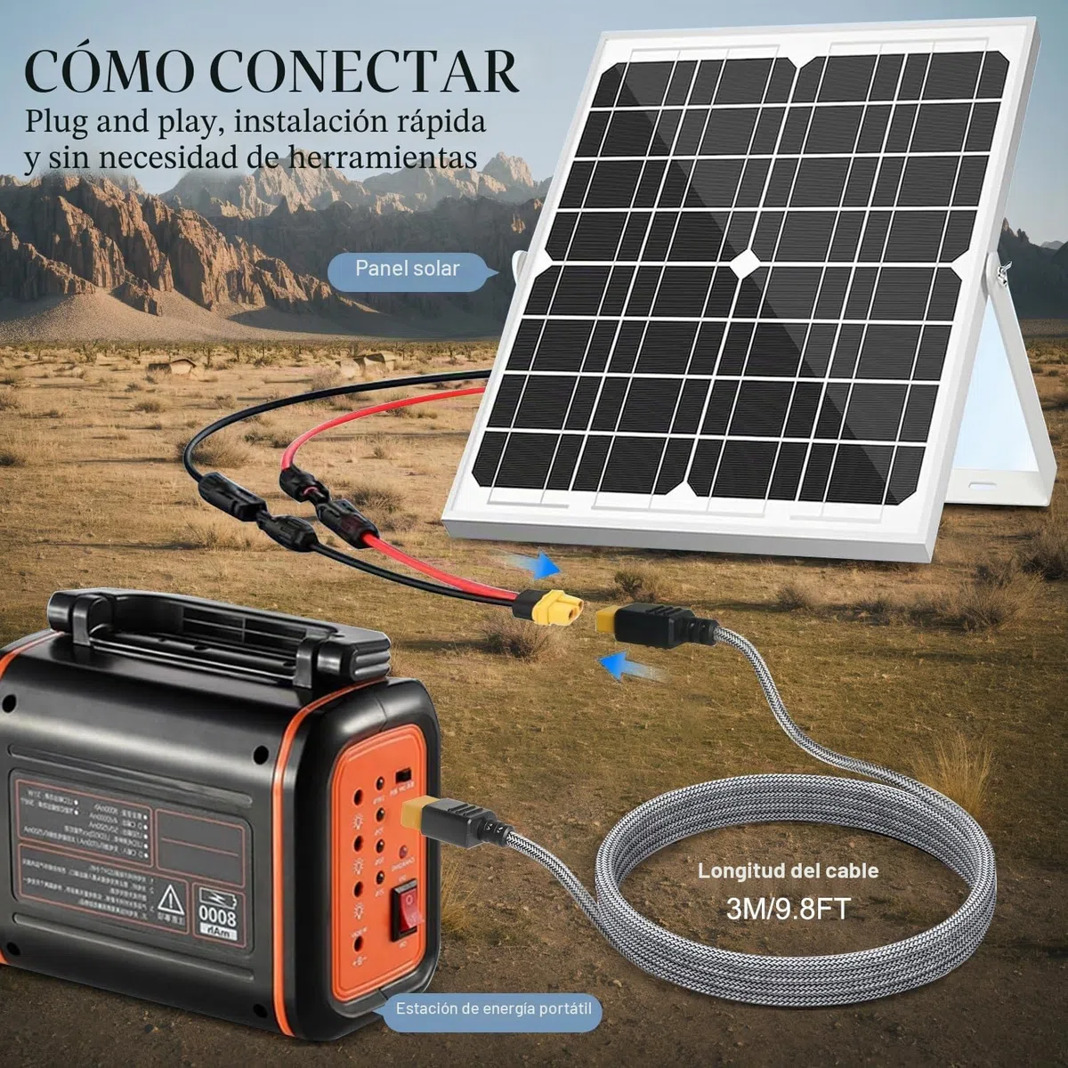 KFD XT60 a XT60 3m Cable de Extensión para Ecoflow Delta 2/River, BLUETTI Elite 200 100 30 V2 AC2A AC70 AC50B EB55, Anker SOLIX C300 C1000 757 767 Portable Power Station Solar Generator Charging Cable