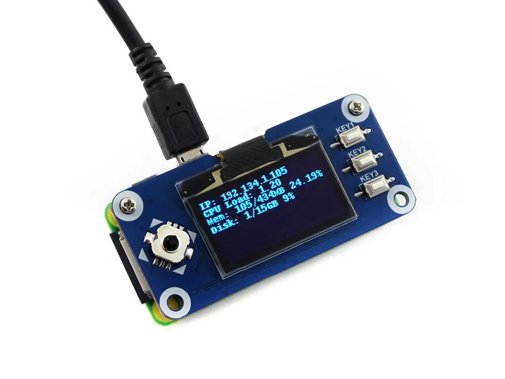 Waveshare 1.3inch OLED Display Hat 128x64 Pixels SPI/I2C Interface Embedded Controller Direct-pluggable onto Raspberry Pi Supports Jetson Nano