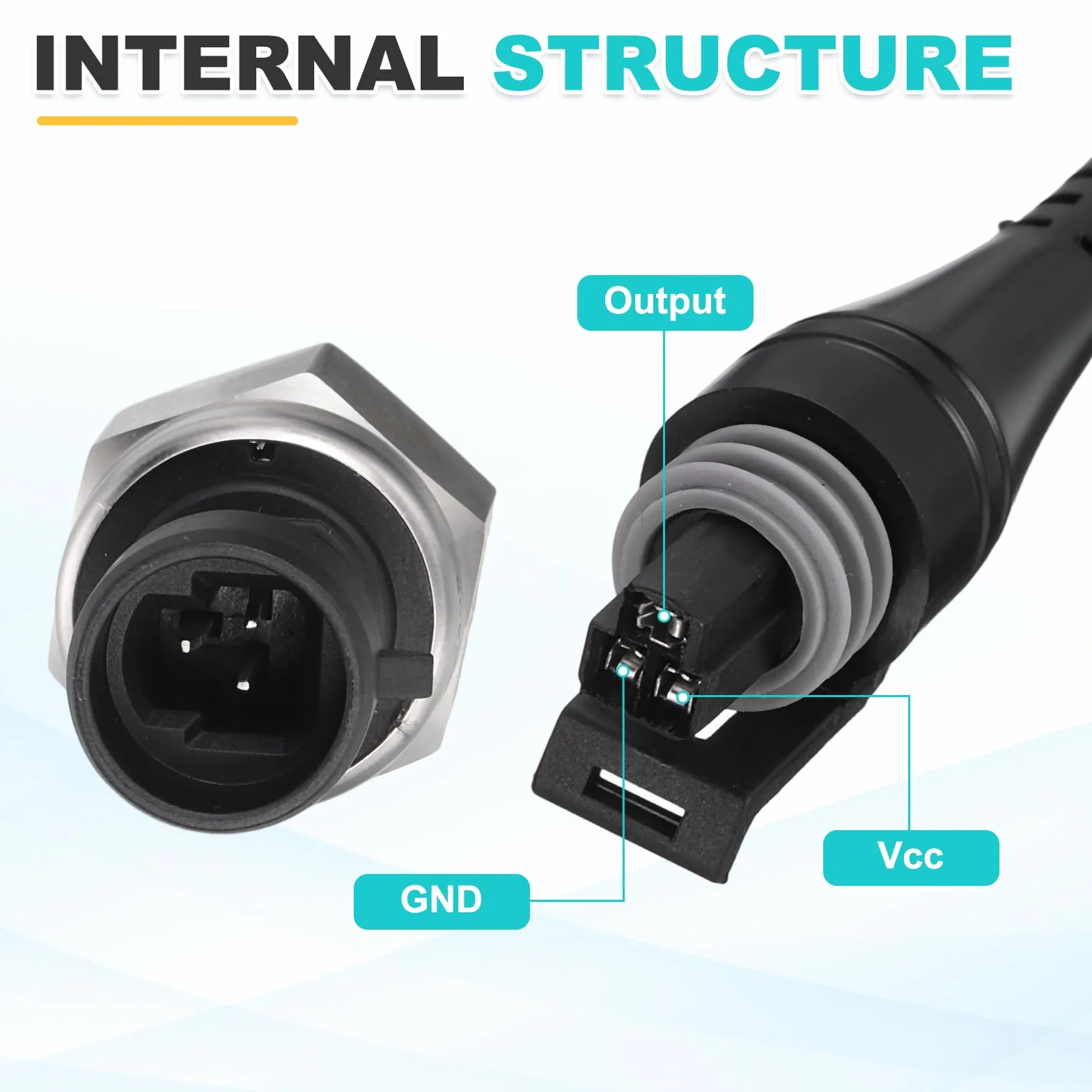 QUARKZMAN Sensor Emisor Transductor De Presión Con Conector, 1/8" NPT 1000 PSI Transmisor De Presión De Acero Inoxidable Para Aceite Combustible Agua Aire
